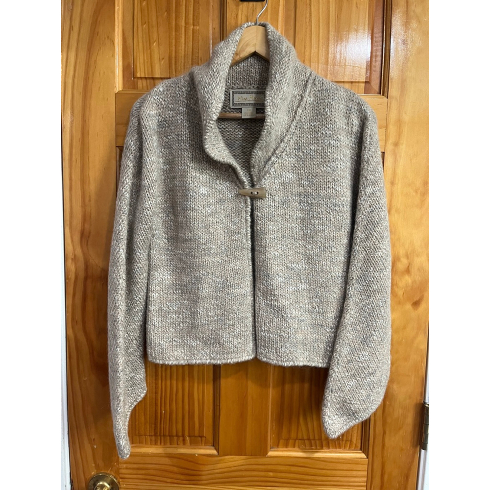 Mira Flores Alpaca Knit Cardigan Togle Oatmeal Soft Lounge Cozy Size XS